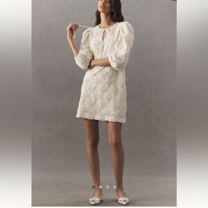 English Factory Puff - Sleeve Textured Floral Mini Dress NWOT